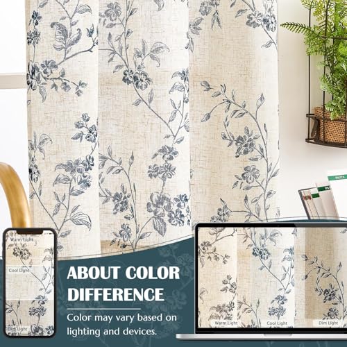 jinchan Floral Linen Kitchen Tier Curtains, 30 Inch, 2 Panels, Black - color: Alisa Black, size: 26"W x 30"L (Pack of 2)