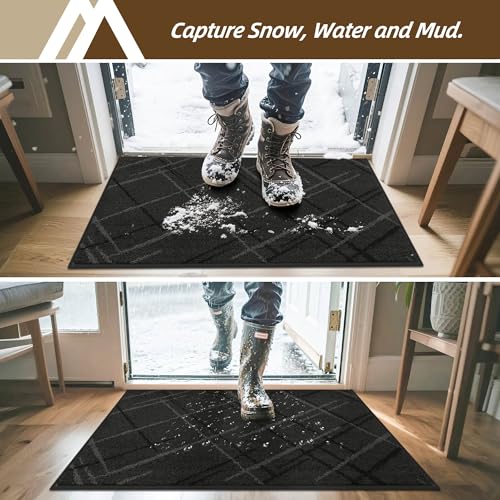 COSY HOMEER Door Mat Low Profile Non-Slip Doormat for Entryway,Dark Gray - color: Dark Gray, size: 2'8" x 1'8" (Rectangular)