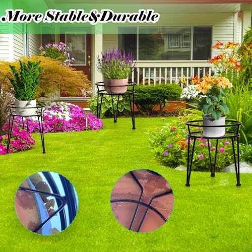 3Pack Metal Plant Stands Outdoor Indoor, Iron Flower Pot Stands