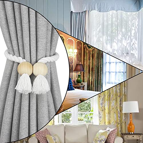 Magnetic Curtain Tiebacks Decorative Tie Back Drapes Holdbacks Nieffeiy - color: White