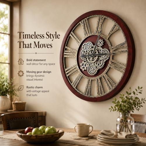 The B-Style Wall Clock, 30 Inch, Black Walnut Wood and Bronze - color: Black Walunt Wood and Bronze, size: 30 inch (76 cm)
