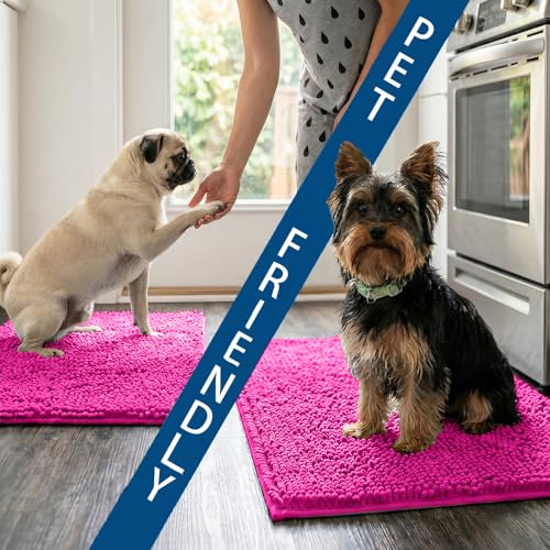 Bathroom Rugs Sets 2 Piece,Super Absorbent Chenille Bath Mats and U-Shaped Toilet Rug,Strong PVC Non Slip Backing,Microfiber Washable Dry Quickly Bath Mats for Bathroom(20"x32"+20"x20"U,Hot Pink) - color: Hot Pink