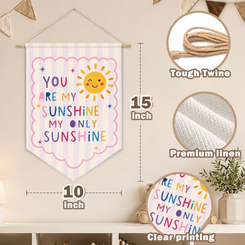 You Are My Sunshine Baby Girl Nursery Decor Wall Hanging Flag - color: 04-You Are My Sunshine Pink (Beige)