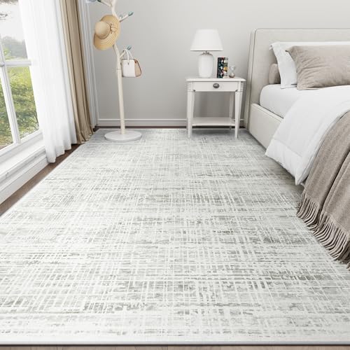 10x12 Washable Area Rug for Living Room Bedroom: Non-Slip Modern White Gray - color: White Gray, size: 10' x 12' (Rectangular)