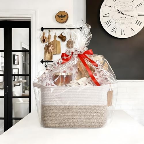 Goodpick Woven Rope Storage Basket for Shelves, Rectangle, Light Brown - color: Light Brown, size: 13"L x 10"W x 9"H