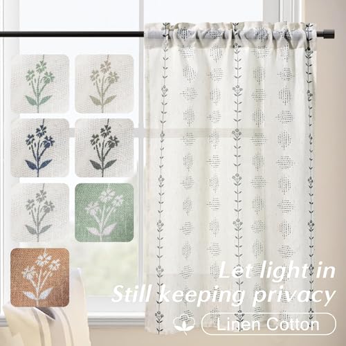 Lino Rosa Kitchen Curtains 24 Inch Length,Cortinas para Cocina Sala Modernas 2024 2025,Black - color: Black, size: 24"W x 24"L (Pack of 2)