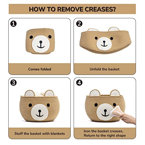CherryNow Large Baby Basket for Gifts Empty, Cute Bear Design, Brown - color: Brown, size: 15.7"D x 10.5"H