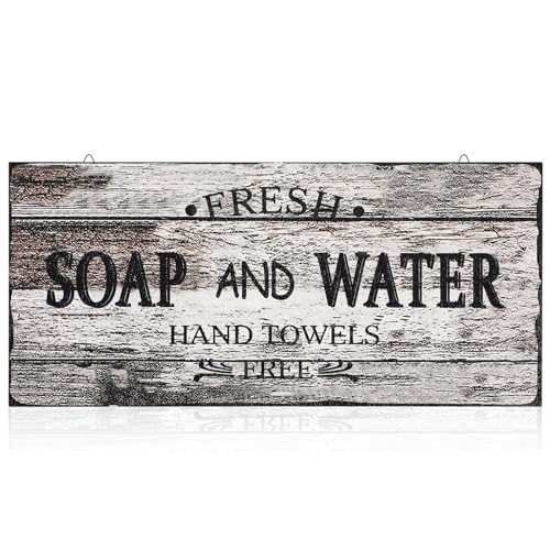 Jetec Farmhouse Bathroom Decor Fresh Soap and Water Sign, Novel - style: Novel