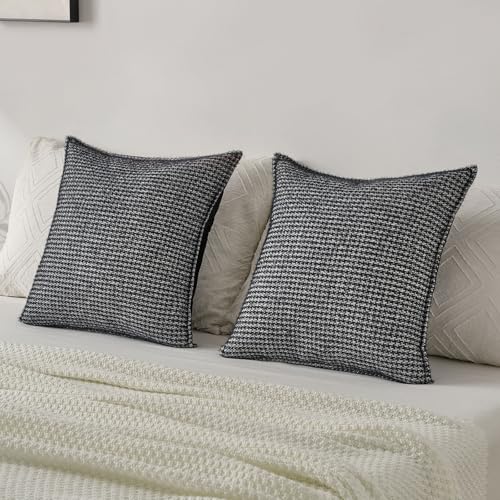 FUTEI Pack of 2 Chenille Throw Pillow Covers 22x22 Inch, Black - color: Black, size: 22" x 22" (Pack of 2)