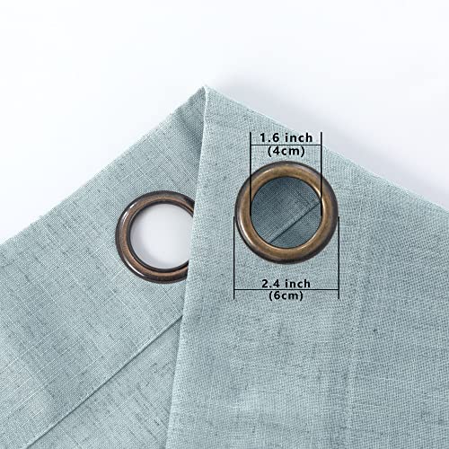 Sea Green Bronze Grommet Linen Blend Sheer Curtains 52x45 Inches Long - color: Sea Green, size: 52"W x 45"L (Pack of 2)