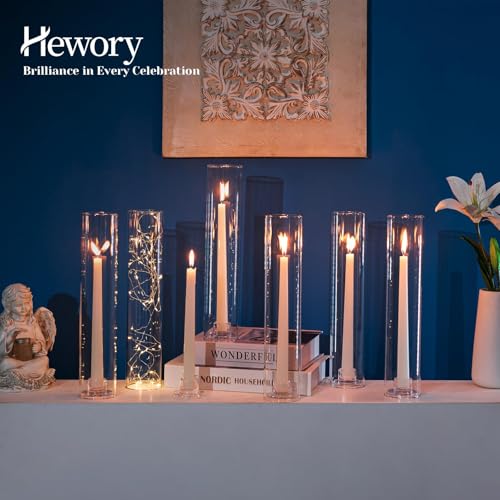 Hewory Hurricane Glass Candle Holders: 24 PCS Chimney Covers Bulk 12.6" H