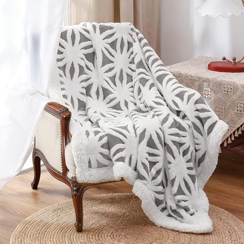 LOMAO Sherpa Fleece Blanket Gifts for Mom Dad Cozy Soft Throw Blanket for Women Men Birthday Gifts Dual Sided Couch Sofa Bed Blanket (Grey,51x63) - color: Grey, size: 51"x63"
