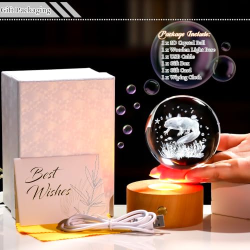 Ornalrist 3D Axolotl Gifts 3.15in Crystal Ball Figurine for Girls, Boys - color: Axolotl