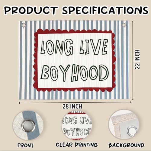 Long Live Boyhood Banner Boys Room Decor Playroom Wall Art 30 X 20 ln - color: Long2