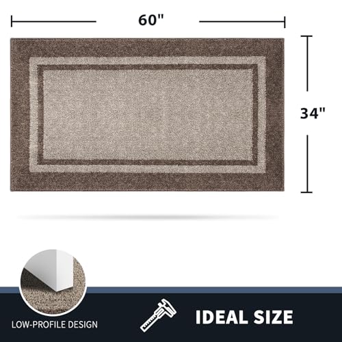 PURRUGS Dirt Trapping Indoor Door Mat, 34" x 60", Beige & Grayish Brown - color: Beige & Grayish Brown, size: 34" X 60"