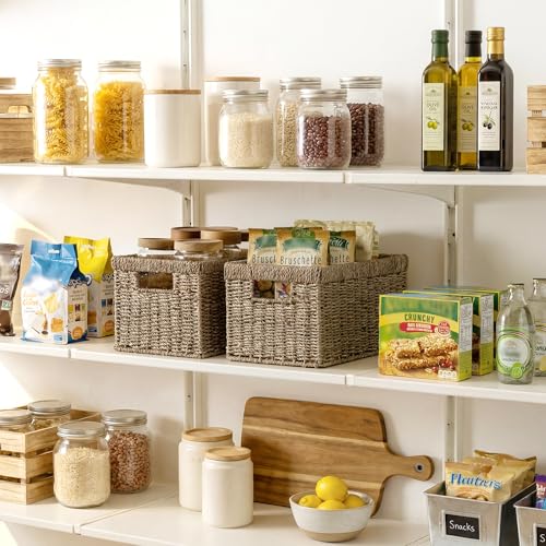StorageWorks Wicker Baskets for Storage, Seagrass Storage Baskets, 2-Pack - color: Natural (Seagrass), size: 2x 13"L x 8¼"W x 7"H