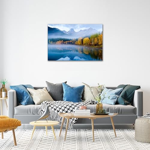 SKASNFAI Lake Canvas Wall Art National Park Forest Mountains Painting Artwork Nature Prints Poster Framed for Living Room Bedroom (12x16 inch) - color: Forest 06, size: 12"L x 16"W