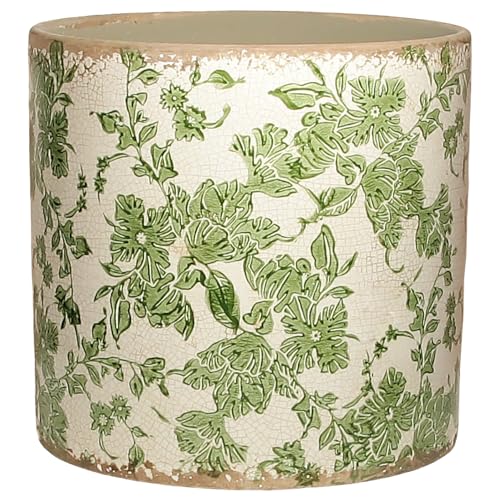 Xiaan Jiaju 7.7" Large Green Plant Pots, French Country Ceramic Flower Pots - color: Distressed Sage, size: Large - Drain Holes