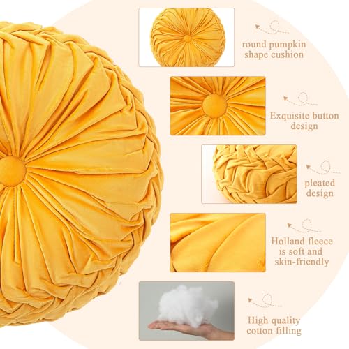 Drydiet 1 Pcs Round Pumpkin Throw Pillow Fall Pillow(Yellow,15'') - color: Yellow, size: 15''