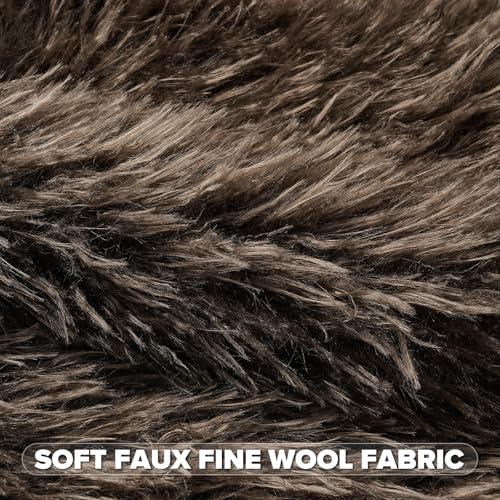FUTEI Pack of 2 Faux Wool Throw Pillow Covers 18x18 Inch, Dark Coffee - color: Dark Coffee