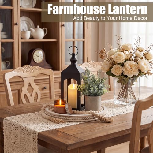 Novabright 6 Pcs Farmhouse Lantern Decor Set Candle Lanterns Black Roof - style: Black Roof