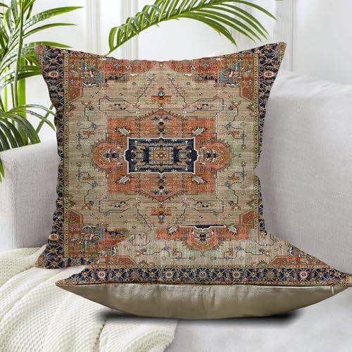 Vintage Terracotta Boho Outdoor Throw Pillow Covers 20x20 Set of 2 - color: Orange Blue, size: 20" x 20" (Pack of 2)