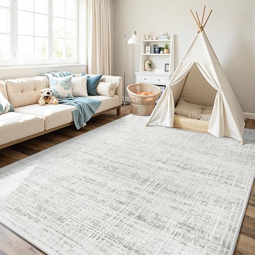 5x8 Washable Area Rug for Living Room Bedroom: Non-Slip Modern White Gray - color: White Gray, size: 5' x 8' (Rectangular)