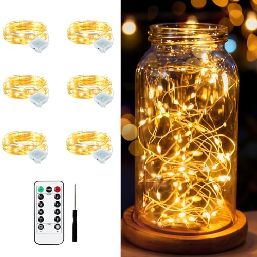 6 PCS Warm White Fairy Lights & Remote 7ft 20 LED Light - color: Warm White, size: 6 PCS
