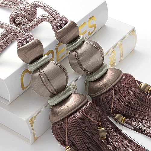 Paired Lantern Single Hanging Ball Tassels Curtains Buckle Sling Binding Lantern Tiebacks Handcrafted Braided Buckle Drapery Curtain Holdbacks Window Treatments for Home 2 Pack - color: Brown, size: 11.81 inches