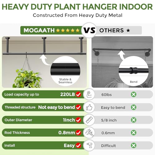 Window Plant Hanger Indoor, 64 Inch Heavy Duty Plant Hanging Rod - size: 64 Inch