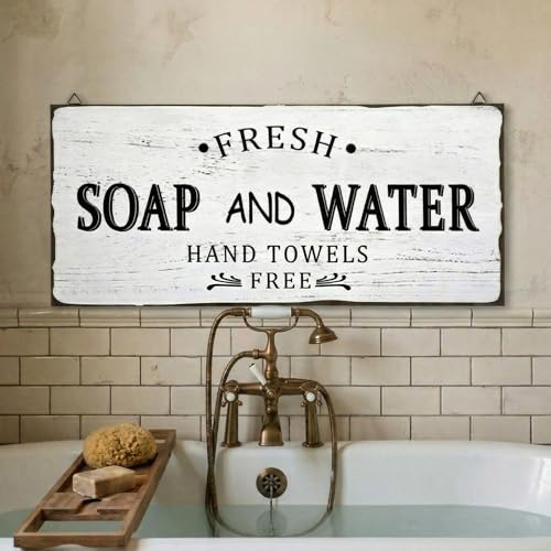 Jetec Farmhouse Bathroom Decor Fresh Soap and Water Sign, Classic - style: Classic