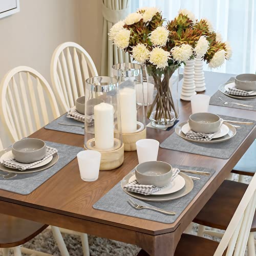 Maxpearl Faux Leather Placemats Set of 6, Easy to Clean, Grey - color: Light Grey