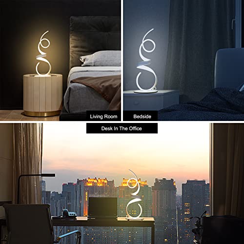 20W 2700LM 3 Colors Dimmable LED Art Table Lamp 21.4 Inch with Touch Switch for Living Room,Bedroom (White) - color: White