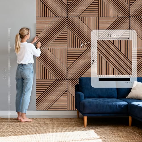 WoveN SounD Acoustic Wall Panels, Teak, 8 Pack, 23.6x23.6 in - color: Teak, size: Geometric Locus