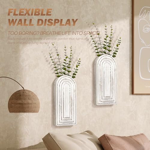 EOSAHR Wall Vase: Wall Planter for Indoor Plants & Fake Flowers, Whitewash - color: Whitewash