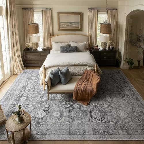 Washable 8x10 Area Rugs for Living Room Bedroom, Charcoal/Grey - color: Charcoal/Grey, size: 8' x 10' (Rectangular)
