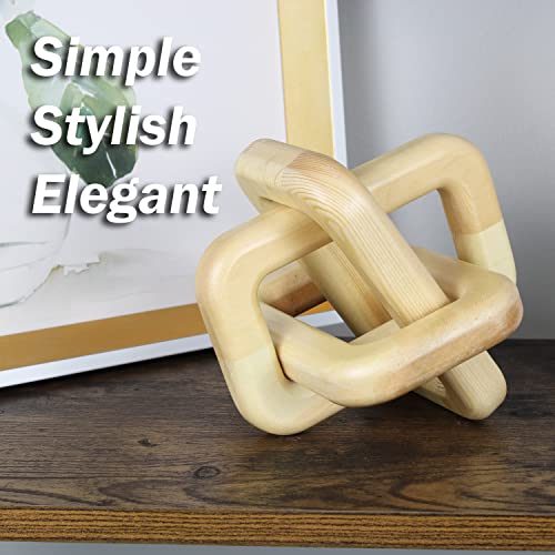 Wood Knot Home Decorations - Handmade Wood Chain Link Decor for Living Room, Farmhouse, Entry, Shelf, Coffee Table - color: Natural
