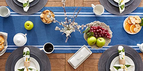 DII French Stripe Dining Table Collection Farmhouse Style Table Runner, 14x72 Inches, Blue Chambray - color: Blue Chambray, size: 14x72 Inches (Pack of 1)