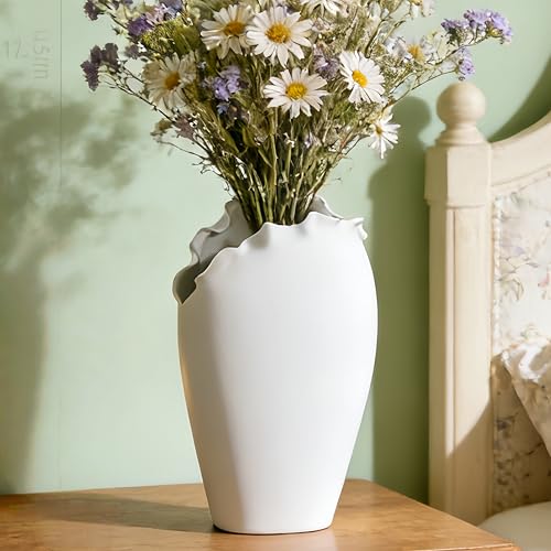 Abstract Irregular Ceramic Vase, White - size: 21" x 10" x 35"