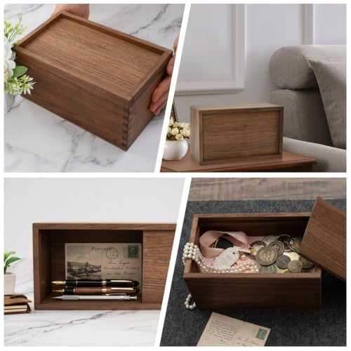 Decorative Solid Walnut Wood Storage Box with Magnetic Slide Lid
