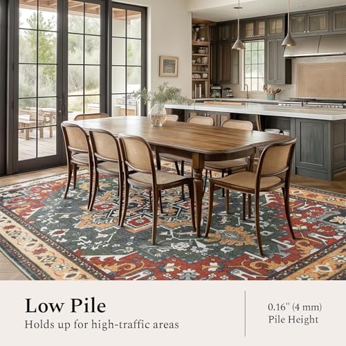 Rugflix 9x12 Area Rugs for Living Room, Washable Red Green Large Rug - color: Red Green, size: 9' x 12' (Rectangular)