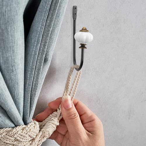 Curtain Holders for Wall - 2pcs, Wall Mounted Drapery Tiebacks with Crown Pumpkin, Heavy Duty Metal Decorative Window Drapery Curtain Holder Curtain Hooks with Screws (Crown Pumpkin) - color: Crown Pumpkin