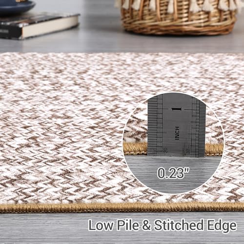 ROYHOME Runner Rug Print Braided Hallway Runner Washable Entryway Rug - color: Beige/Grey, size: 2' x 6' (Rectangular)