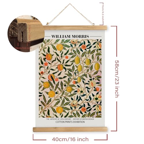 MIDEFINCH William Morris Vintage Fruit Pattern Linen Canvas Scroll Poster - color: WILLIAM MORRIS D