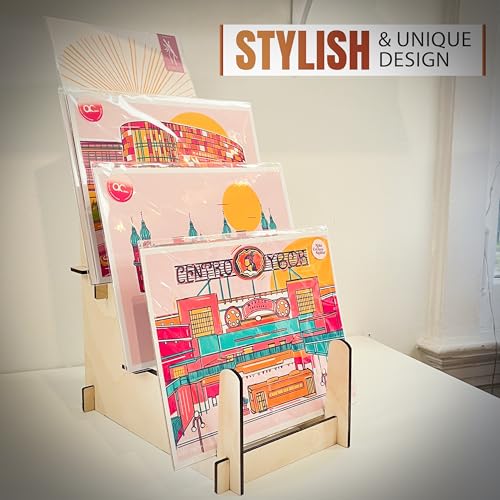 Wood Display Stand - Plates, Art Prints, Artwork, Pictures, Books, Stationery, Records, Magazines & More - Trade Shows, Farmers Markets & At Home Use - Sturdy & Stylish (Natural, Large)… - color: Natural, size: Large