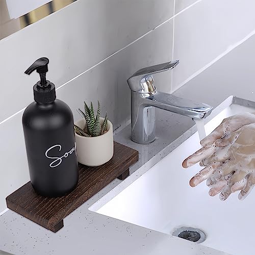 Wood Bathroom Tray Farmhouse Decor Kitchen Soap Holder 8.7"x3.6" Dark Brown - color: Dark Brown, size: 8.7" x 3.6" x 1.6"