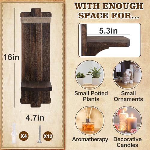 Alphatool Handmade Wooden Candle Sconces Set of 2 Farmhouse Wall Decor - color: Brown