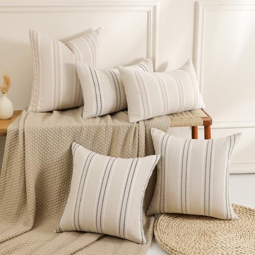 Hckot Black Striped Throw Pillow Covers 24x24 Set of 2 Accent Pillow Cover - color: Black, size: 24" x 24" (Pack of 2)