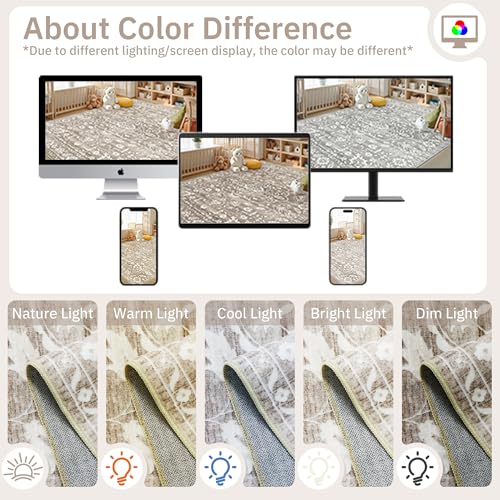Soalmost Living Room 10x14 Area Rugs, Washable Soft Rug Light Brown - color: Light Brown, size: 10' x 14' (Rectangular)