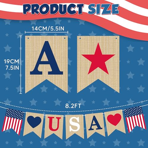 OHOME 4th of July Decorations - 4th of July Banner for Memorial Day | Fourth of July Decor Indoor Outdoor Outside - July 4th Garland Accessories Party Favors Supplies Wreath for Window Wall Door - color: Red white and blue